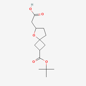 molecular formula C14H22O5 B2999881 2-[2-[(2-Methylpropan-2-yl)oxycarbonyl]-5-oxaspiro[3.4]octan-6-yl]acetic acid CAS No. 2567504-37-2