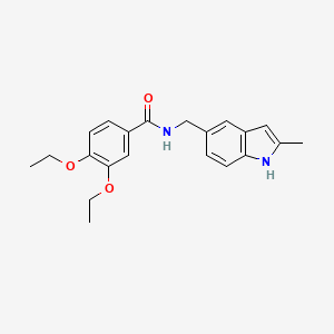 molecular formula C21H24N2O3 B2999929 3,4-diethoxy-N-[(2-methyl-1H-indol-5-yl)methyl]benzamide CAS No. 852136-35-7