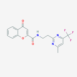 molecular formula C18H14F3N3O3 B2999945 N-(2-(4-methyl-6-(trifluoromethyl)pyrimidin-2-yl)ethyl)-4-oxo-4H-chromene-2-carboxamide CAS No. 1396751-71-5