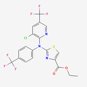 molecular formula C19H12ClF6N3O2S B2999985 Ethyl 2-[[3-chloro-5-(trifluoromethyl)-2-pyridinyl]-4-(trifluoromethyl)anilino]-1,3-thiazole-4-carboxylate CAS No. 860784-00-5