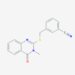 molecular formula C17H13N3OS B300002 3-{[(3-methyl-4-oxo-3,4-dihydro-2-quinazolinyl)sulfanyl]methyl}benzonitrile 