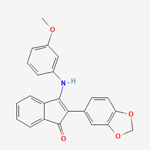 molecular formula C23H17NO4 B3000034 2-Benzo[D]1,3-dioxolen-5-YL-3-((3-methoxyphenyl)amino)inden-1-one CAS No. 1119392-49-2