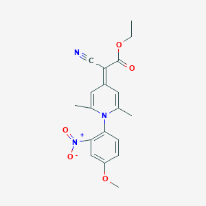 molecular formula C19H19N3O5 B3000099 ethyl cyano[1-(4-methoxy-2-nitrophenyl)-2,6-dimethylpyridin-4(1H)-ylidene]acetate CAS No. 610757-38-5