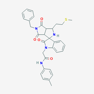 molecular formula C32H32N4O4S B300010 N-(4-methylphenyl)-2-(2'-benzyl-2,3,3'a,4',6',6'a-hexahydro-4'-[2-{methylsulfanyl}ethyl]-1',2,3'(2'H,3'aH)-trioxospiro{1H-indole-3,6'-pyrrolo[3,4-c]pyrrole}-1-yl)acetamide 