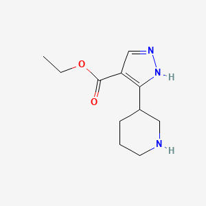 molecular formula C11H17N3O2 B3000134 Ethyl 5-piperidin-3-yl-1H-pyrazole-4-carboxylate CAS No. 2248374-57-2