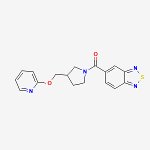 molecular formula C17H16N4O2S B3000269 5-{3-[(pyridin-2-yloxy)methyl]pyrrolidine-1-carbonyl}-2,1,3-benzothiadiazole CAS No. 2415533-63-8