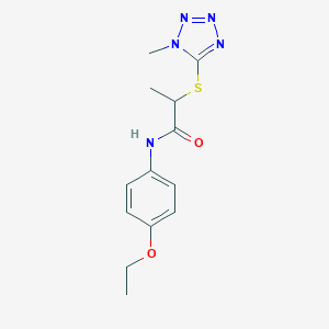 molecular formula C13H17N5O2S B300028 N-(4-ethoxyphenyl)-2-[(1-methyl-1H-tetraazol-5-yl)sulfanyl]propanamide 