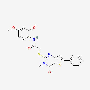 molecular formula C23H21N3O4S2 B3000304 N-(2,4-dimethoxyphenyl)-2-({3-methyl-4-oxo-6-phenyl-3H,4H-thieno[3,2-d]pyrimidin-2-yl}sulfanyl)acetamide CAS No. 1112003-03-8