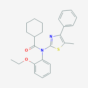 molecular formula C25H28N2O2S B300037 N-(2-ethoxyphenyl)-N-(5-methyl-4-phenyl-1,3-thiazol-2-yl)cyclohexanecarboxamide 