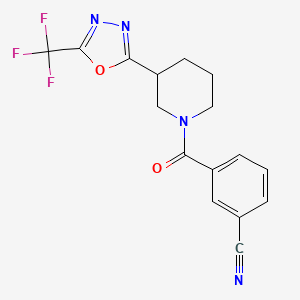 3-(3-(5-(Trifluoromethyl)-1,3,4-oxadiazol-2-yl)piperidine-1-carbonyl)benzonitrile