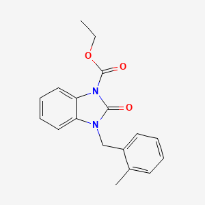 molecular formula C18H18N2O3 B3000378 ethyl 3-(2-methylbenzyl)-2-oxo-2,3-dihydro-1H-1,3-benzimidazole-1-carboxylate CAS No. 339013-45-5