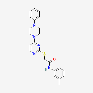 B3000404 2-((4-(4-phenylpiperazin-1-yl)pyrimidin-2-yl)thio)-N-(m-tolyl)acetamide CAS No. 1251605-18-1
