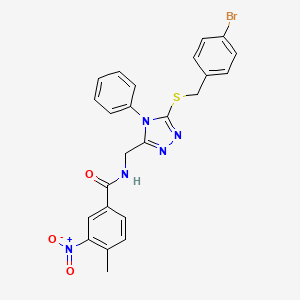 molecular formula C24H20BrN5O3S B3000420 N-[(5-{[(4-bromophenyl)methyl]sulfanyl}-4-phenyl-4H-1,2,4-triazol-3-yl)methyl]-4-methyl-3-nitrobenzamide CAS No. 391940-80-0