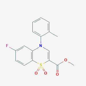 molecular formula C17H14FNO4S B3000466 methyl 6-fluoro-4-(2-methylphenyl)-4H-1,4-benzothiazine-2-carboxylate 1,1-dioxide CAS No. 1291867-74-7