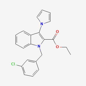 molecular formula C22H19ClN2O2 B3000502 ethyl 1-(3-chlorobenzyl)-3-(1H-pyrrol-1-yl)-1H-indole-2-carboxylate CAS No. 339098-90-7