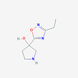 molecular formula C8H13N3O2 B3000509 3-(3-Ethyl-1,2,4-oxadiazol-5-yl)pyrrolidin-3-ol CAS No. 1702395-73-0