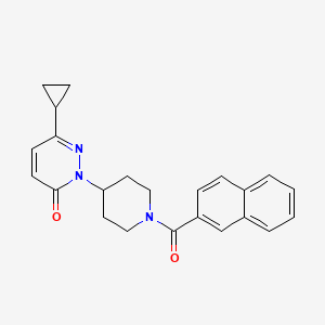 molecular formula C23H23N3O2 B3000586 6-Cyclopropyl-2-[1-(naphthalene-2-carbonyl)piperidin-4-yl]pyridazin-3-one CAS No. 2309752-20-1