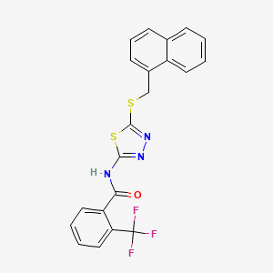 molecular formula C21H14F3N3OS2 B3000588 N-(5-((naphthalen-1-ylmethyl)thio)-1,3,4-thiadiazol-2-yl)-2-(trifluoromethyl)benzamide CAS No. 868976-14-1