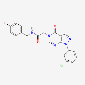 molecular formula C20H15ClFN5O2 B3000592 2-[1-(3-chlorophenyl)-4-oxopyrazolo[3,4-d]pyrimidin-5-yl]-N-[(4-fluorophenyl)methyl]acetamide CAS No. 895017-31-9