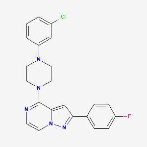 molecular formula C22H19ClFN5 B3000594 4-[4-(3-Chlorophenyl)piperazin-1-yl]-2-(4-fluorophenyl)pyrazolo[1,5-a]pyrazine CAS No. 1111418-14-4