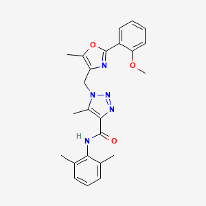 molecular formula C24H25N5O3 B3000600 N-(2,6-dimethylphenyl)-1-((2-(2-methoxyphenyl)-5-methyloxazol-4-yl)methyl)-5-methyl-1H-1,2,3-triazole-4-carboxamide CAS No. 946242-53-1