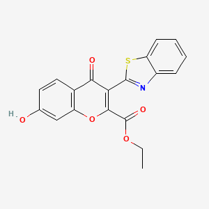 molecular formula C19H13NO5S B3000619 Ethyl 3-(1,3-benzothiazol-2-yl)-7-hydroxy-4-oxochromene-2-carboxylate CAS No. 384363-98-8