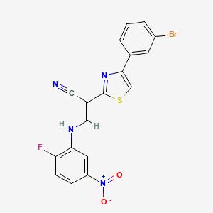 (E)-2-(4-(3-bromophenyl)thiazol-2-yl)-3-((2-fluoro-5-nitrophenyl)amino)acrylonitrile