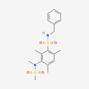 molecular formula C18H24N2O4S2 B3000642 N-benzyl-2,4,6-trimethyl-3-(N-methylmethylsulfonamido)benzenesulfonamide CAS No. 923249-99-4
