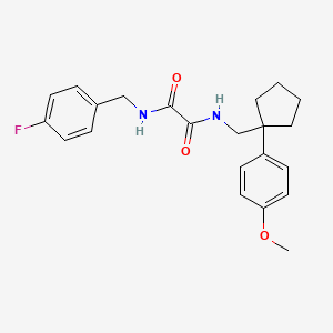 molecular formula C22H25FN2O3 B3000651 N1-(4-fluorobenzyl)-N2-((1-(4-methoxyphenyl)cyclopentyl)methyl)oxalamide CAS No. 1091397-80-6