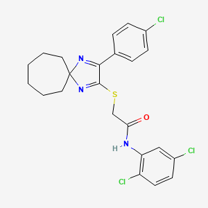 molecular formula C23H22Cl3N3OS B3000657 2-((3-(4-chlorophenyl)-1,4-diazaspiro[4.6]undeca-1,3-dien-2-yl)thio)-N-(2,5-dichlorophenyl)acetamide CAS No. 899934-86-2
