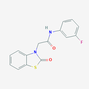 molecular formula C15H11FN2O2S B300067 N-(3-fluorophenyl)-2-(2-oxo-1,3-benzothiazol-3(2H)-yl)acetamide 