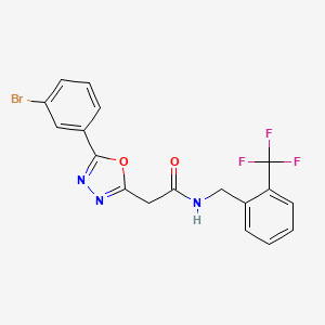B3000691 2-(5-(3-bromophenyl)-1,3,4-oxadiazol-2-yl)-N-(2-(trifluoromethyl)benzyl)acetamide CAS No. 1251630-78-0