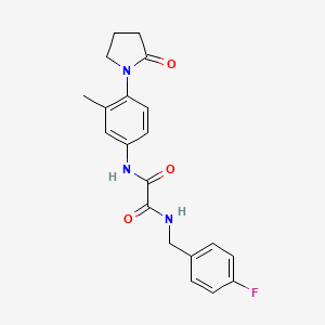 molecular formula C20H20FN3O3 B3000872 N1-(4-fluorobenzyl)-N2-(3-methyl-4-(2-oxopyrrolidin-1-yl)phenyl)oxalamide CAS No. 941890-20-6