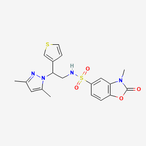 molecular formula C19H20N4O4S2 B3000933 N-[2-(3,5-dimethyl-1H-pyrazol-1-yl)-2-(thiophen-3-yl)ethyl]-3-methyl-2-oxo-2,3-dihydro-1,3-benzoxazole-5-sulfonamide CAS No. 2097867-60-0