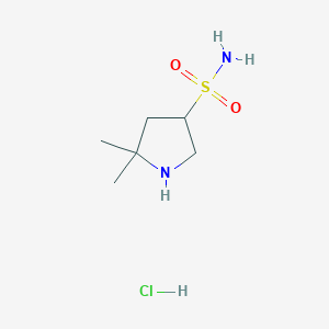 molecular formula C6H15ClN2O2S B3000989 5,5-Dimethylpyrrolidine-3-sulfonamide;hydrochloride CAS No. 2416229-17-7