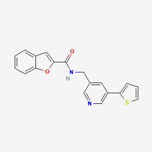 molecular formula C19H14N2O2S B3001017 N-((5-(thiophen-2-yl)pyridin-3-yl)methyl)benzofuran-2-carboxamide CAS No. 2034491-54-6