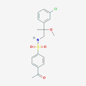molecular formula C18H20ClNO4S B3001021 4-acetyl-N-(2-(3-chlorophenyl)-2-methoxypropyl)benzenesulfonamide CAS No. 1798660-46-4