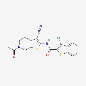 molecular formula C19H14ClN3O2S2 B3001044 N-(6-acetyl-3-cyano-4,5,6,7-tetrahydrothieno[2,3-c]pyridin-2-yl)-3-chlorobenzo[b]thiophene-2-carboxamide CAS No. 864859-24-5