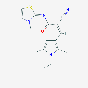 molecular formula C17H20N4OS B3001078 (Z)-2-cyano-3-(2,5-dimethyl-1-propylpyrrol-3-yl)-N-(3-methyl-1,3-thiazol-2-ylidene)prop-2-enamide CAS No. 1182550-15-7