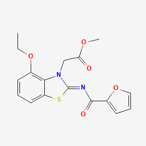 molecular formula C17H16N2O5S B3001084 methyl 2-[(2Z)-4-ethoxy-2-[(furan-2-carbonyl)imino]-2,3-dihydro-1,3-benzothiazol-3-yl]acetate CAS No. 1322258-76-3