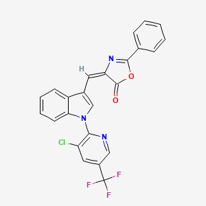 molecular formula C24H13ClF3N3O2 B3001089 4-({1-[3-chloro-5-(trifluoromethyl)-2-pyridinyl]-1H-indol-3-yl}methylene)-2-phenyl-1,3-oxazol-5(4H)-one CAS No. 338410-12-1