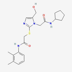 molecular formula C21H28N4O3S B3001128 2-({1-[(cyclopentylcarbamoyl)methyl]-5-(hydroxymethyl)-1H-imidazol-2-yl}sulfanyl)-N-(2,3-dimethylphenyl)acetamide CAS No. 923122-91-2