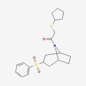 2-(cyclopentylthio)-1-((1R,5S)-3-(phenylsulfonyl)-8-azabicyclo[3.2.1]octan-8-yl)ethanone