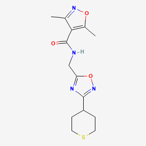 3,5-dimethyl-N-((3-(tetrahydro-2H-thiopyran-4-yl)-1,2,4-oxadiazol-5-yl)methyl)isoxazole-4-carboxamide