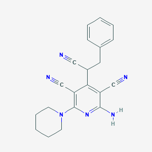 2-Amino-4-(1-cyano-2-phenylethyl)-6-piperidin-1-ylpyridine-3,5-dicarbonitrile