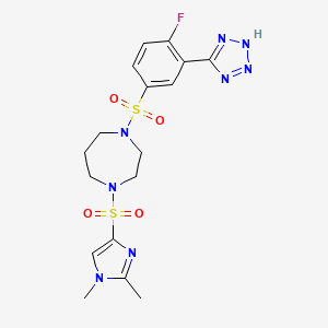 1-((1,2-dimethyl-1H-imidazol-4-yl)sulfonyl)-4-((4-fluoro-3-(1H-tetrazol-5-yl)phenyl)sulfonyl)-1,4-diazepane