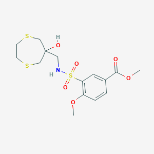 molecular formula C15H21NO6S3 B3001182 Methyl 3-[(6-hydroxy-1,4-dithiepan-6-yl)methylsulfamoyl]-4-methoxybenzoate CAS No. 2415600-24-5