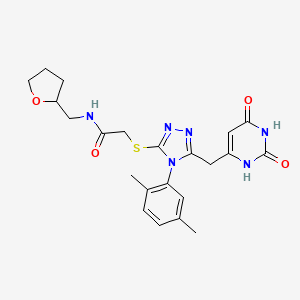 2-[[4-(2,5-dimethylphenyl)-5-[(2,4-dioxo-1H-pyrimidin-6-yl)methyl]-1,2,4-triazol-3-yl]sulfanyl]-N-(oxolan-2-ylmethyl)acetamide