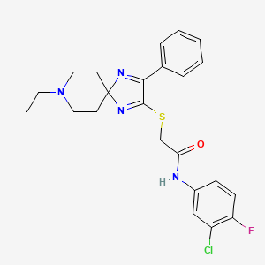 N-(3-chloro-4-fluorophenyl)-2-((8-ethyl-3-phenyl-1,4,8-triazaspiro[4.5]deca-1,3-dien-2-yl)thio)acetamide