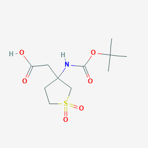 molecular formula C11H19NO6S B3001212 2-[3-[(2-Methylpropan-2-yl)oxycarbonylamino]-1,1-dioxothiolan-3-yl]acetic acid CAS No. 2164867-54-1